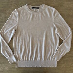JENNI KAYNE Crosby Merino Wool Crewneck Sweater-Beige-Lightweight-Size Med